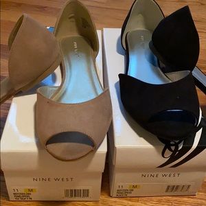 Nine West Penelope suede open toe flat 2 pair